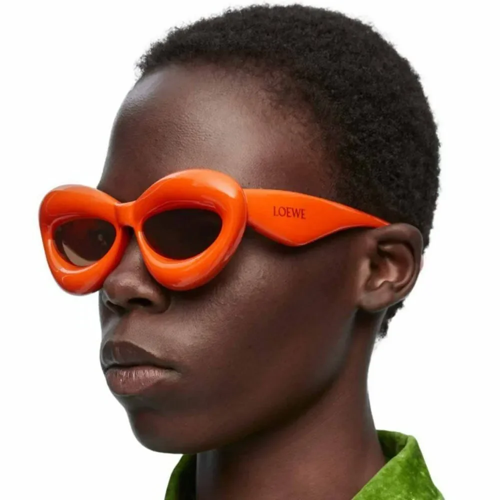 Loewe INFLATED Men Sunglasses Orange Brown Cat Eye LW40097I 42E NEW AUTHENTIC